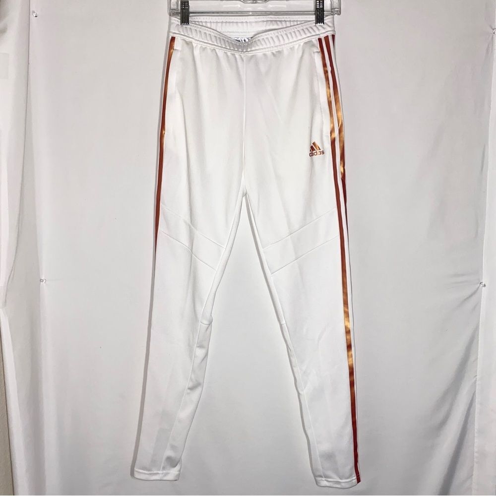 Adidas White and Bronze Tiro Pants